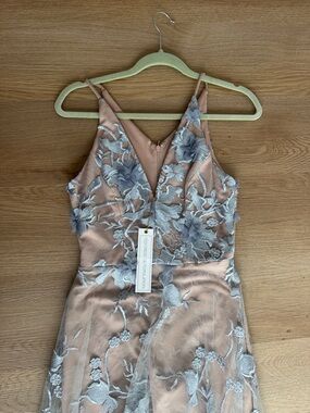 NWT REVOLE Dress The Population Blue and Tan Dress, Size Small
